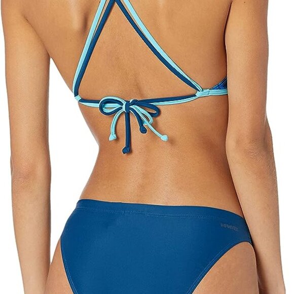 Adidas womens 42" Parley Beach Bikini 2-Piece Swimsuit Blue/Yellow DQ3174 - Picture 3 of 12